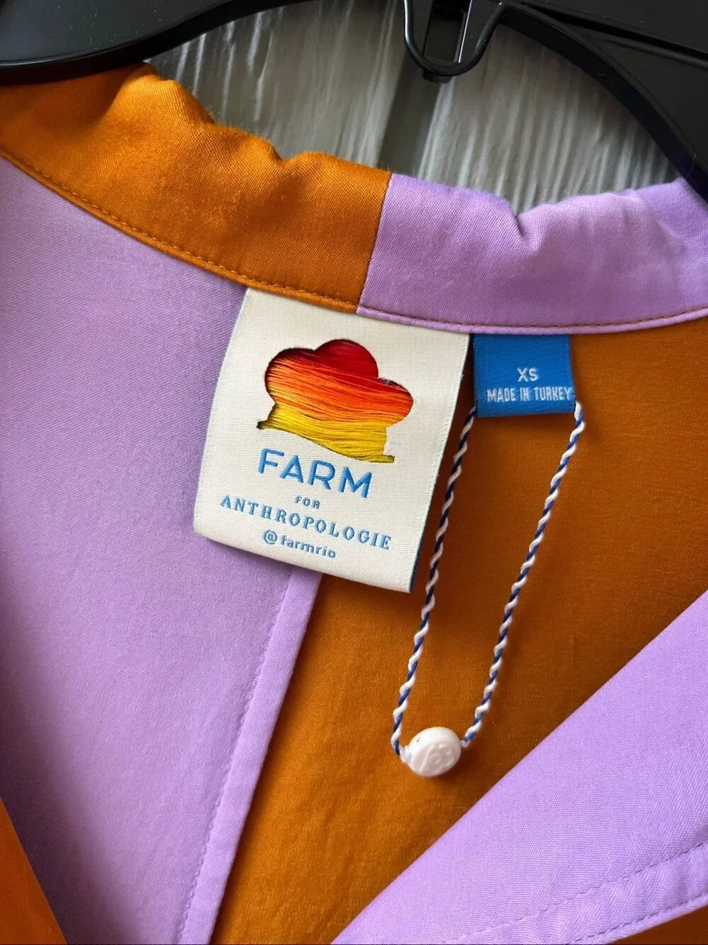 Farm Rio for Anthropologie Colorblock Puff Sleeve Button Down Blouse XS